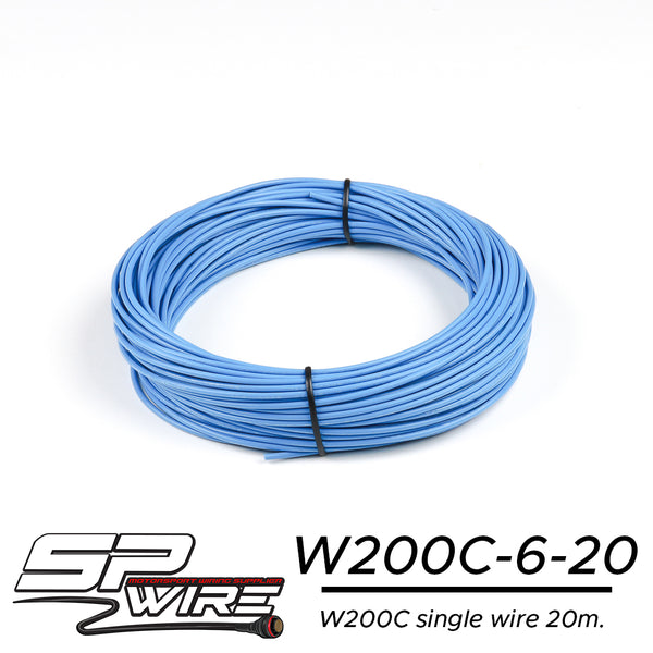 W200C20-6-20 #สายไฟทนความร้อนสูงสีน้ำเงิน 0.8mm Spool20m.