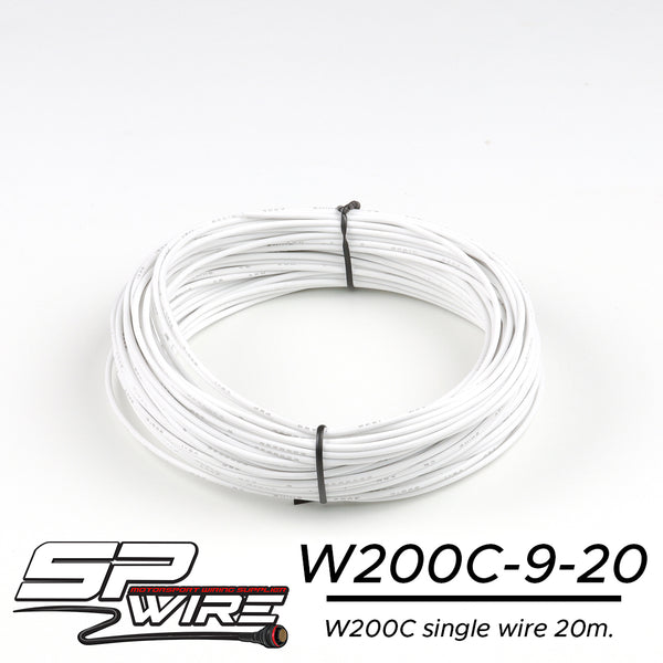 W200C18-9-20 #สายไฟทนความร้อนสูงสีขาว 1.0mm Spool 20m.