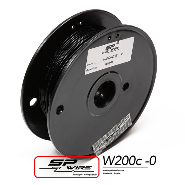 W200C20-0 #สายไฟทนความร้อนสูงสีดำ 0.8mm Spool100m.