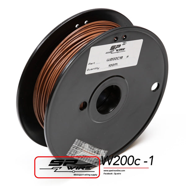 W200C22-1 #สายไฟทนความร้อนสูงสีนน้ำตาล 0.5mm Spool 100m.