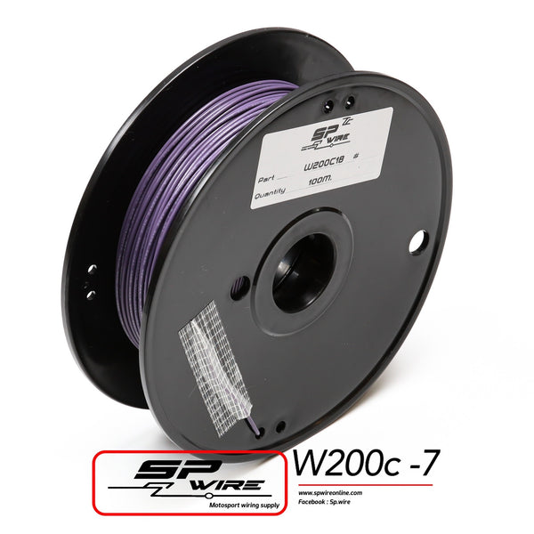 W200C18-7 #สายไฟทนความร้อนสูงสีม่วง 1.0mm Spool 100m.