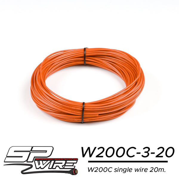 W200C20-3-20 #สายไฟทนความร้อนสูงสีส้ม 0.8mm Spool20m.