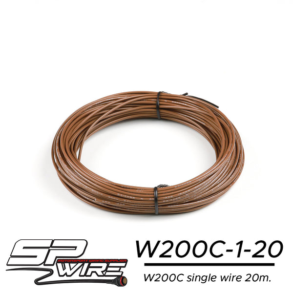 W200C20-1-20 #สายไฟทนความร้อนสูงสีน้ำตาล 0.8mm Spool20m.