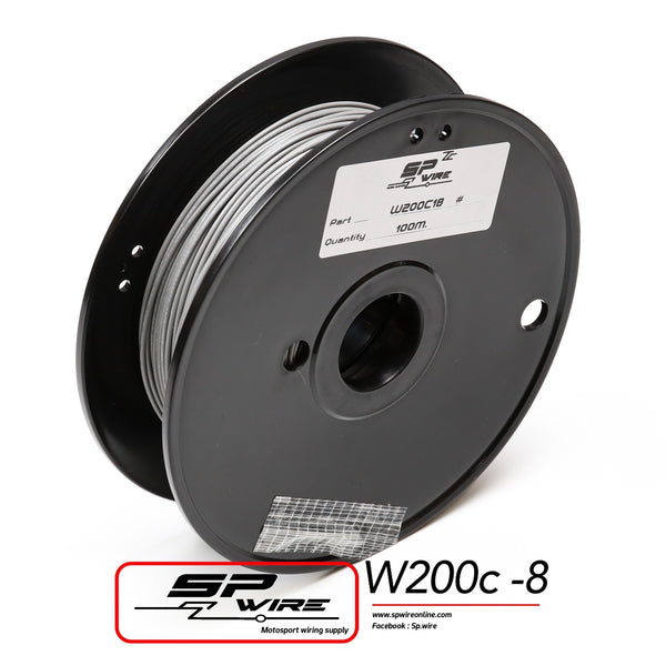 W200C22-8 #สายไฟทนความร้อนสูงสีเทา 0.5mm Spool 100m.