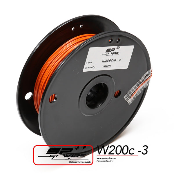 W200C22-3 #สายไฟทนความร้อนสูงสีส้ม 0.5mm Spool 100m.